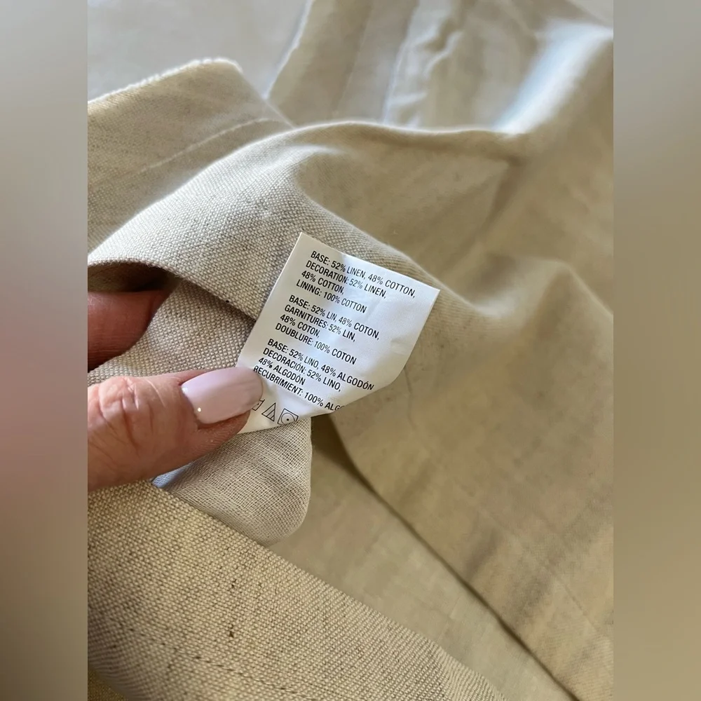 Crate And Barrel | Natural Beige Bianca | Euro Pillow Sham | Linen Blend NIP